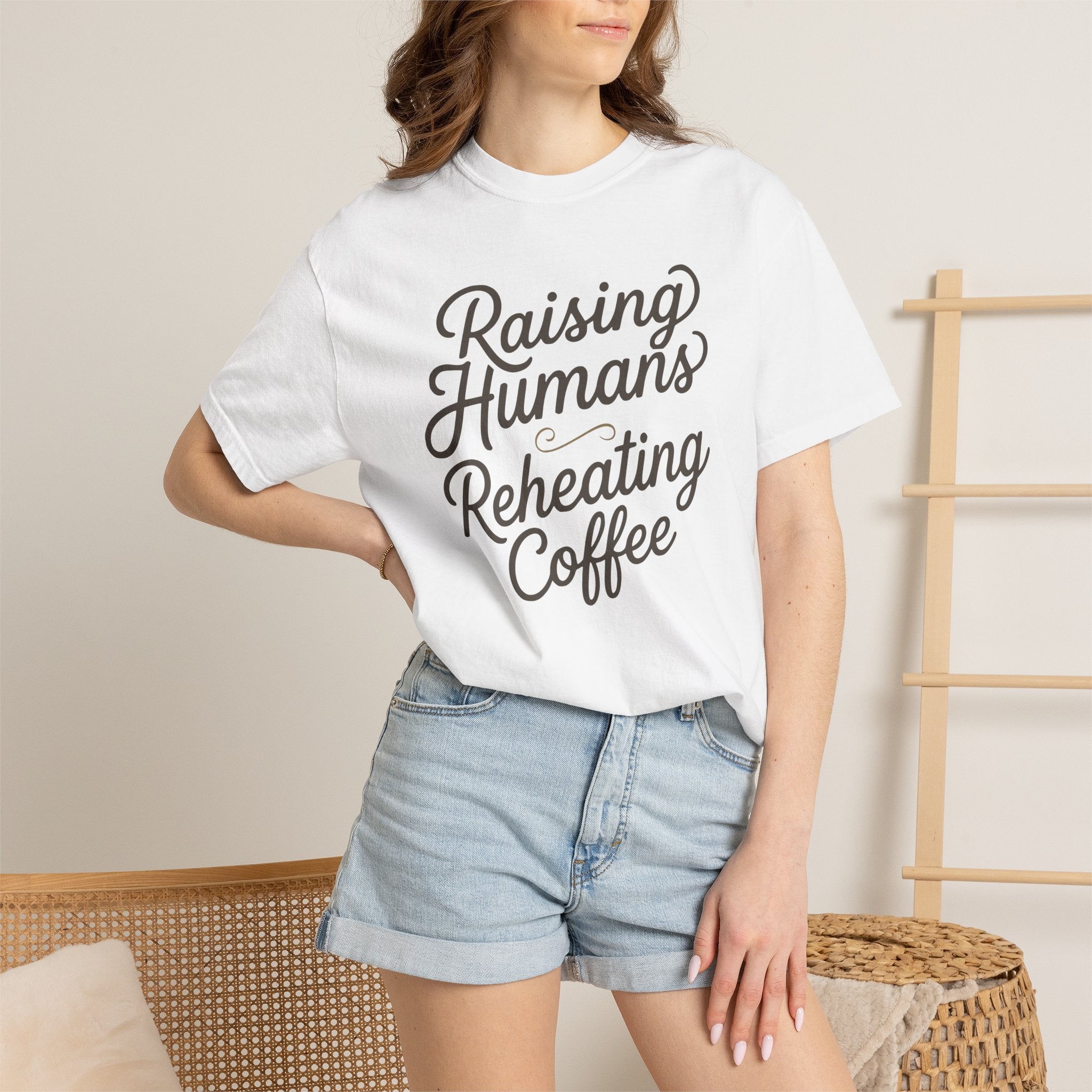 Raising Humans Reheating Coffee T-shirt