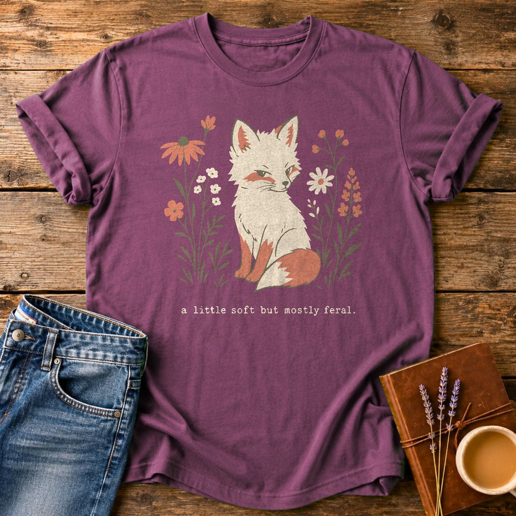 A Little Soft But Mostly Feral — Berry garment-dyed tee