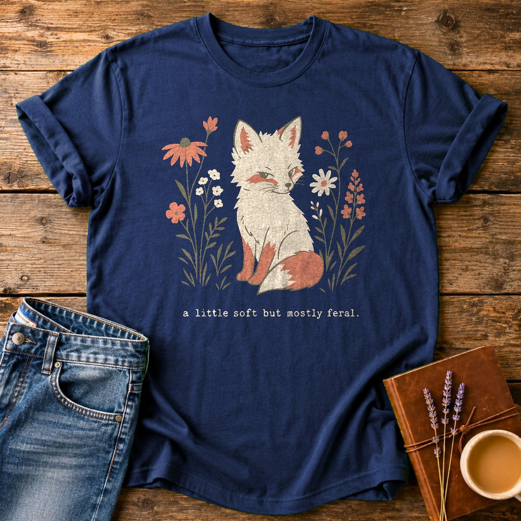A Little Soft But Mostly Feral — Navy garment-dyed tee