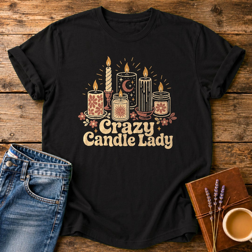 Crazy Candle Lady — Black garment-dyed tee