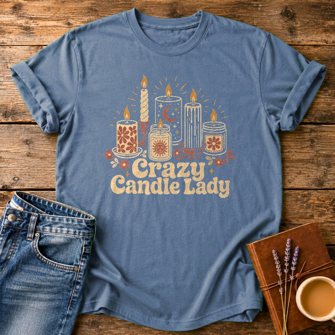 Crazy Candle Lady — Blue Jean garment-dyed tee