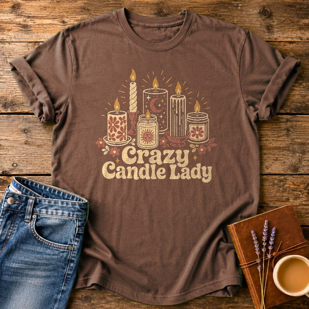 Crazy Candle Lady — Espresso garment-dyed tee
