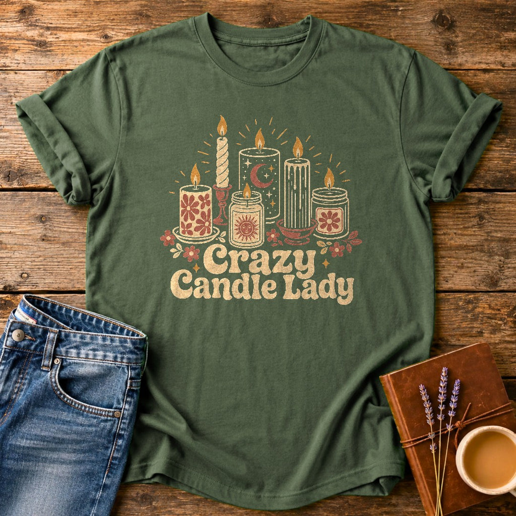 Crazy Candle Lady — Moss garment-dyed tee