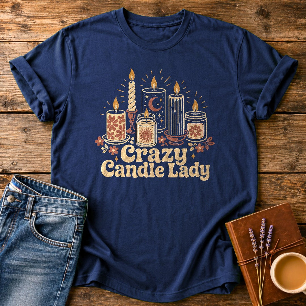 Crazy Candle Lady — Navy garment-dyed tee