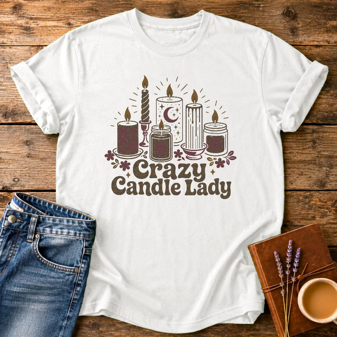 Crazy Candle Lady — White garment-dyed tee