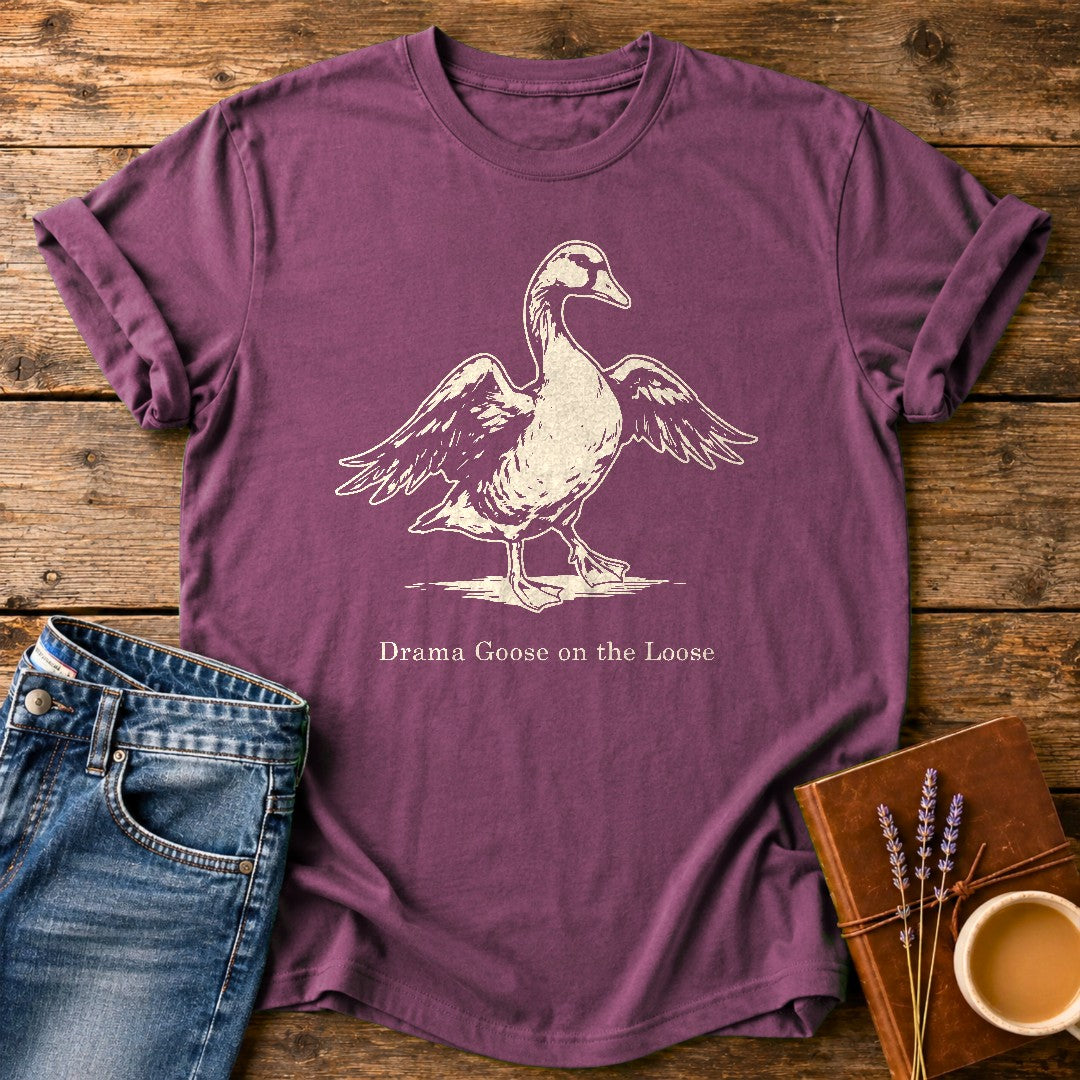 Drama Goose On The Loose — Berry garment-dyed tee