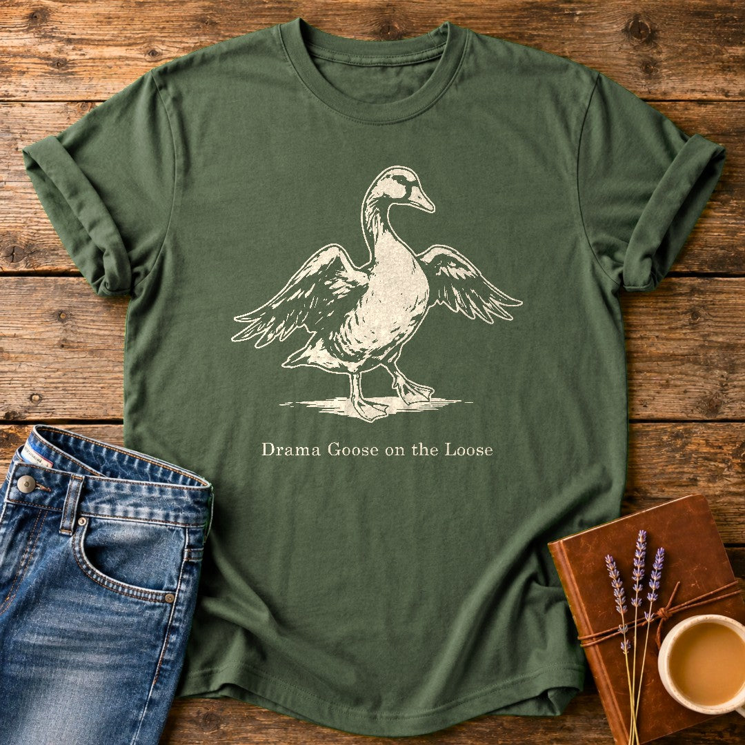 Drama Goose On The Loose — Moss garment-dyed tee