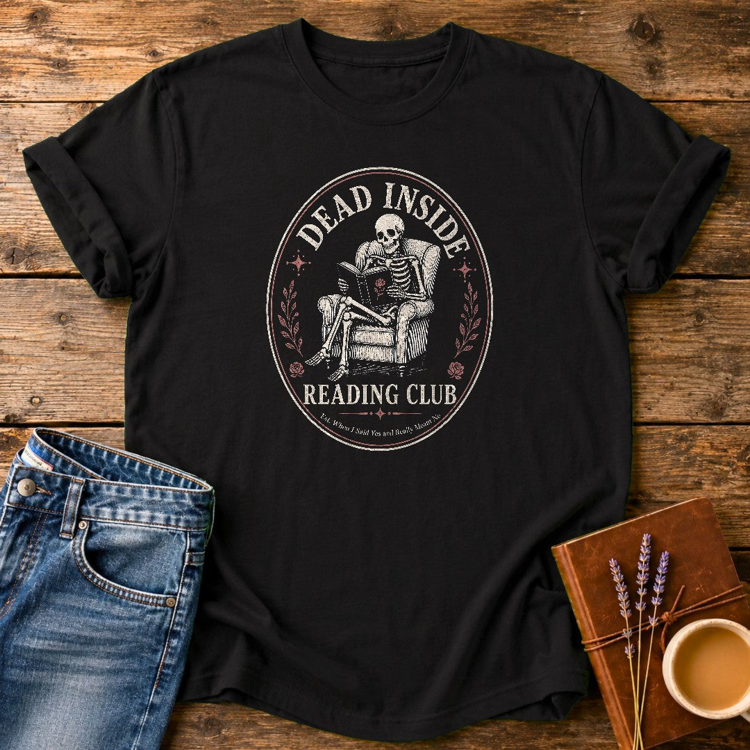 Dead Inside Reading Club — Black garment-dyed tee
