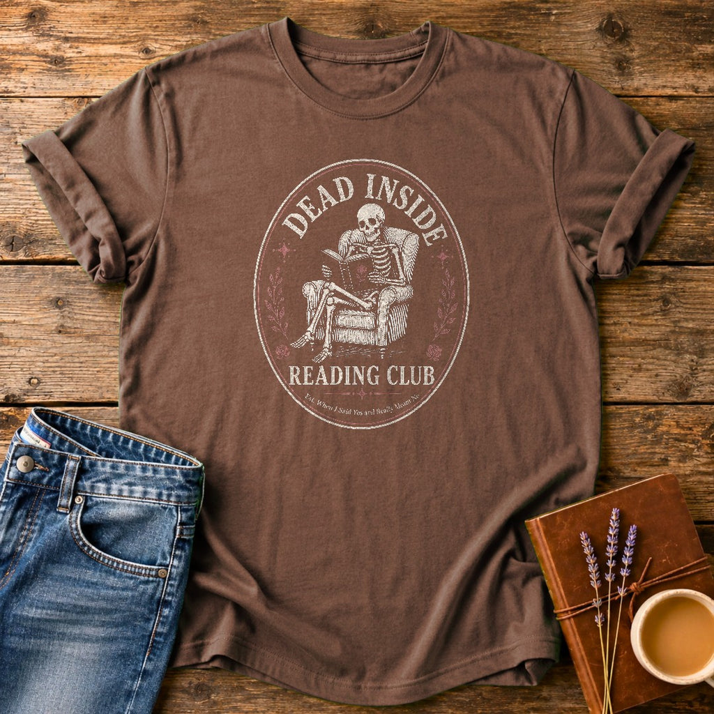 Dead Inside Reading Club — Espresso garment-dyed tee