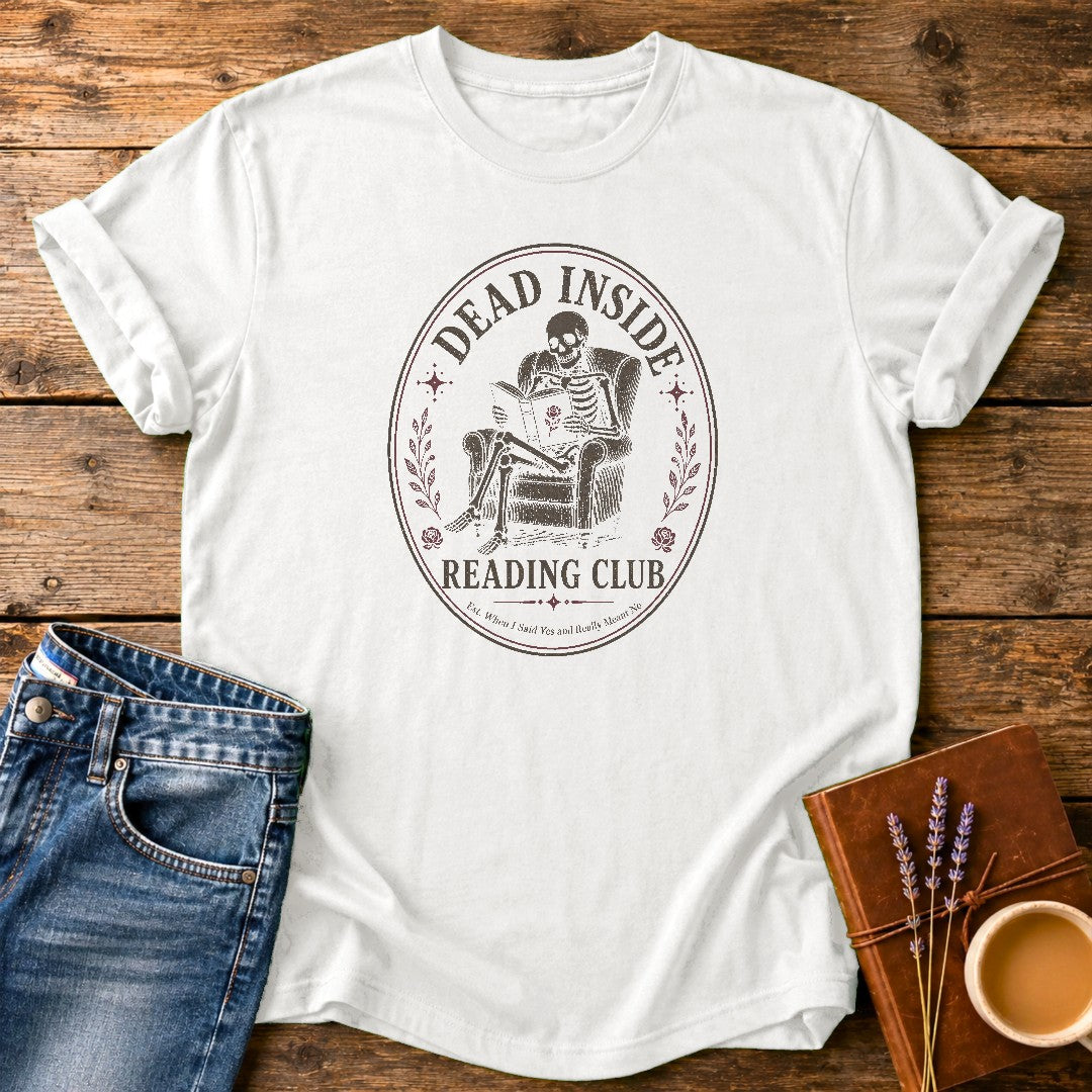Dead Inside Reading Club — White garment-dyed tee