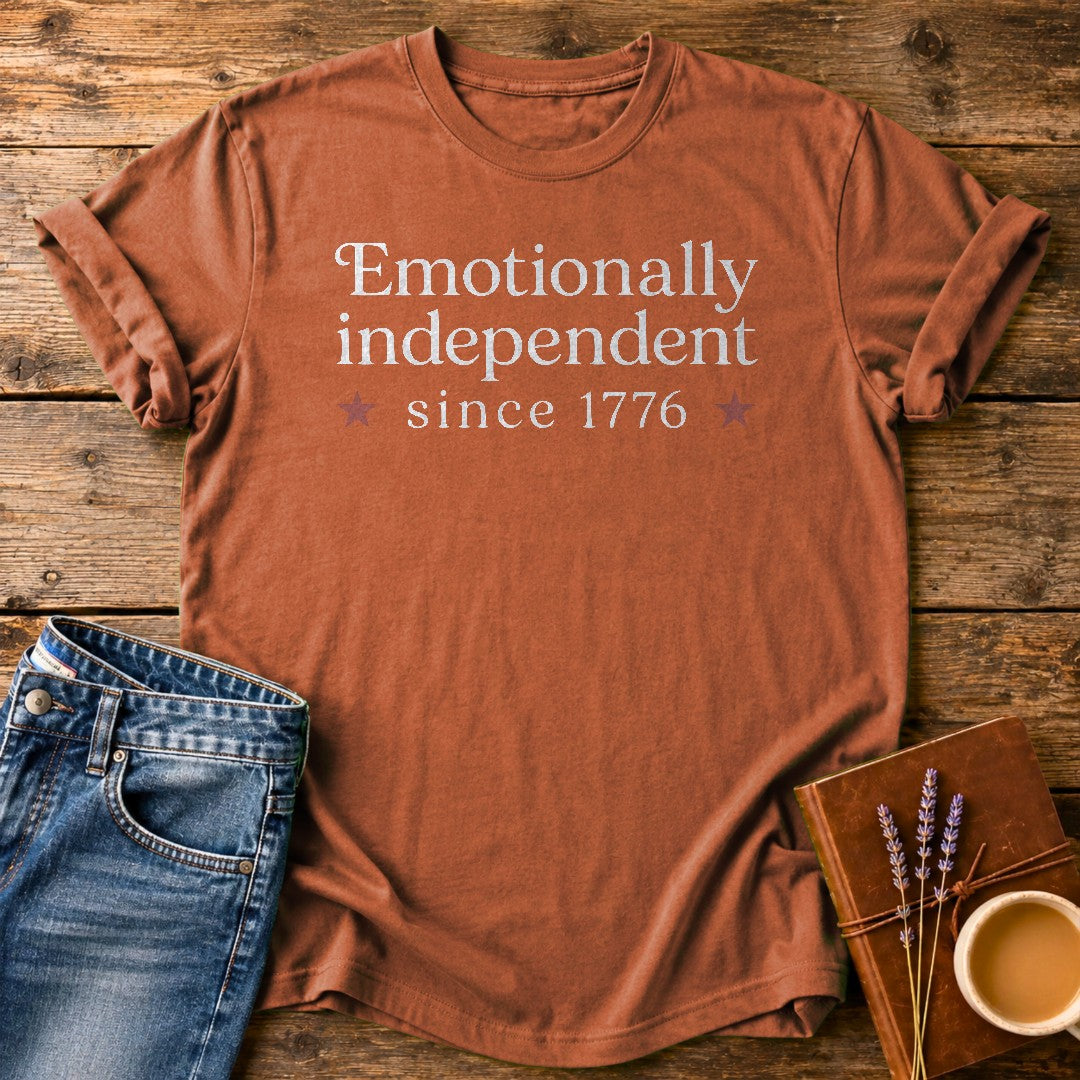 Emotionally Independent Since 1776 — Yam garment-dyed tee
