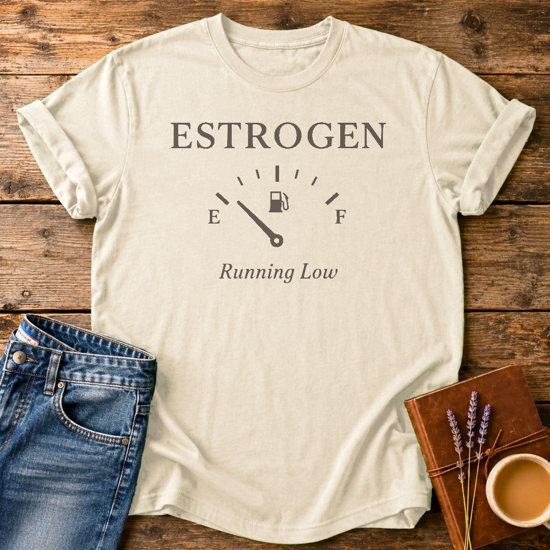 Estrogen Running Low — Ivory garment-dyed tee