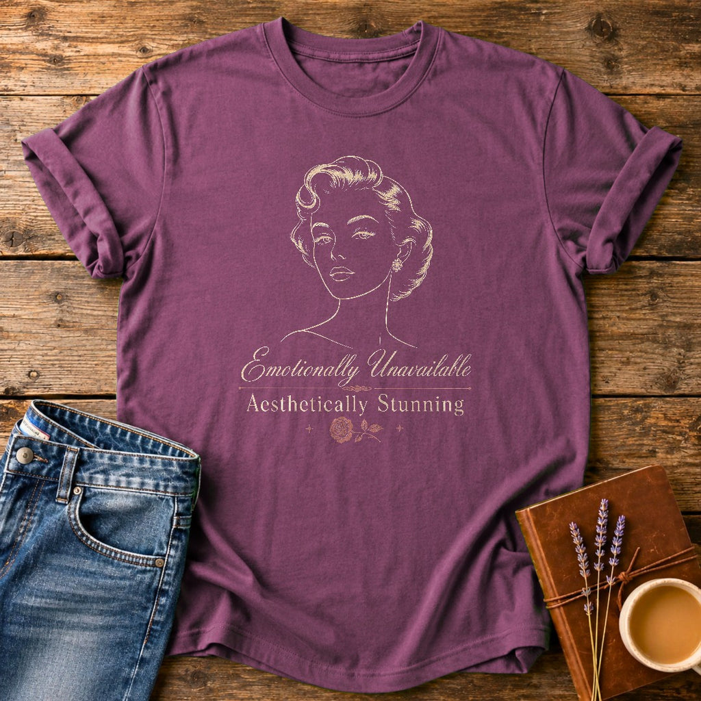 Emotionally Unavailable, Aesthetically Stunning — Berry garment-dyed tee