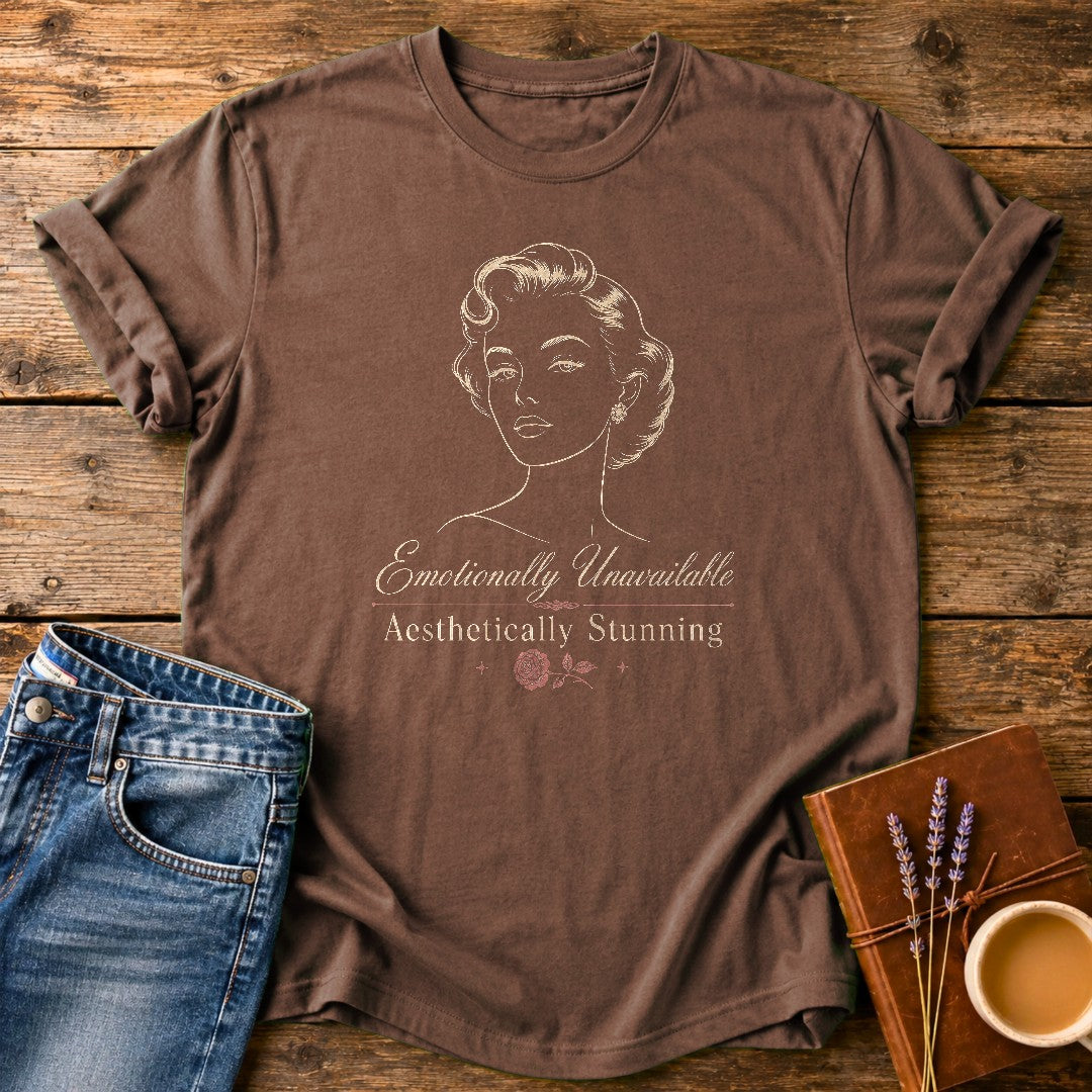 Emotionally Unavailable, Aesthetically Stunning — Espresso garment-dyed tee