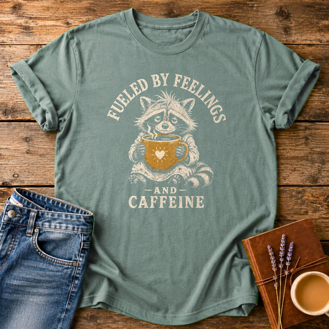 Fueled By Feelings & Caffeine — Bay garment-dyed tee