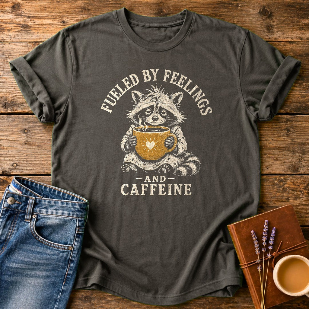 Fueled By Feelings & Caffeine — Pepper garment-dyed tee