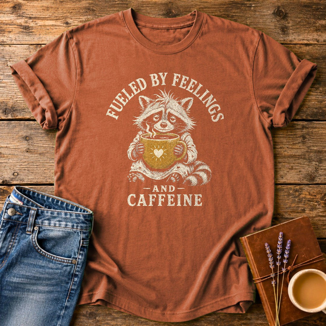 Fueled By Feelings & Caffeine — Yam garment-dyed tee