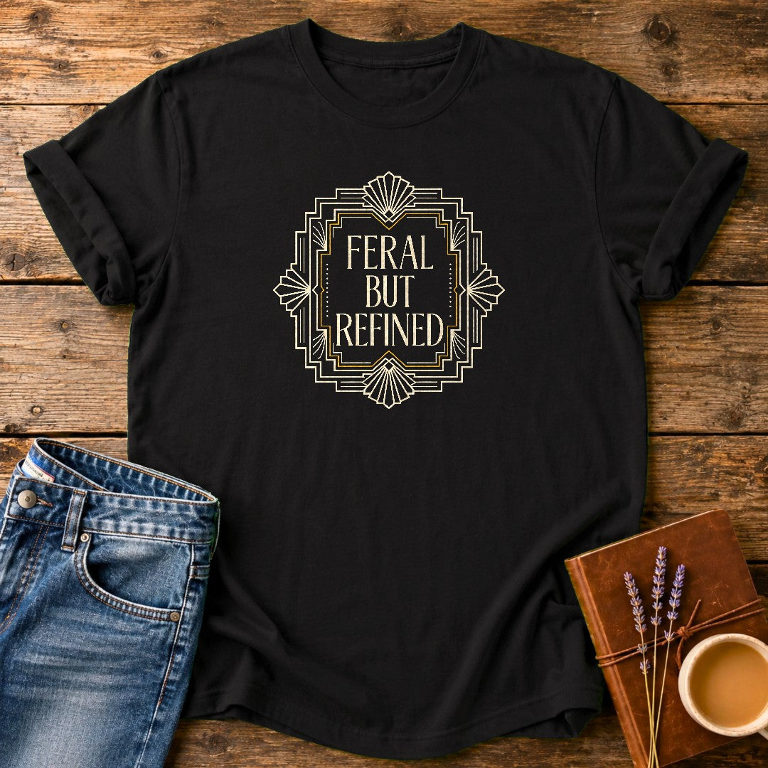 Feral But Refined — Black garment-dyed tee