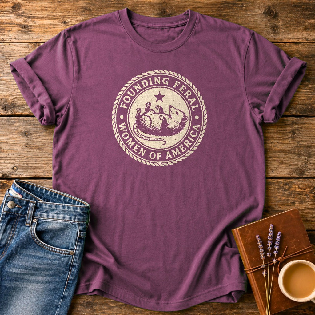 Founding Feral Women — Berry garment-dyed tee