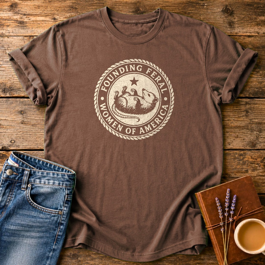 Founding Feral Women — Espresso garment-dyed tee