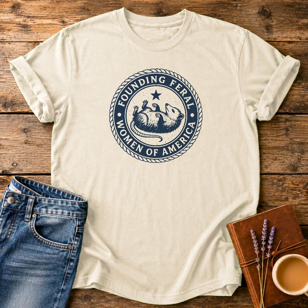 Founding Feral Women — Ivory garment-dyed tee