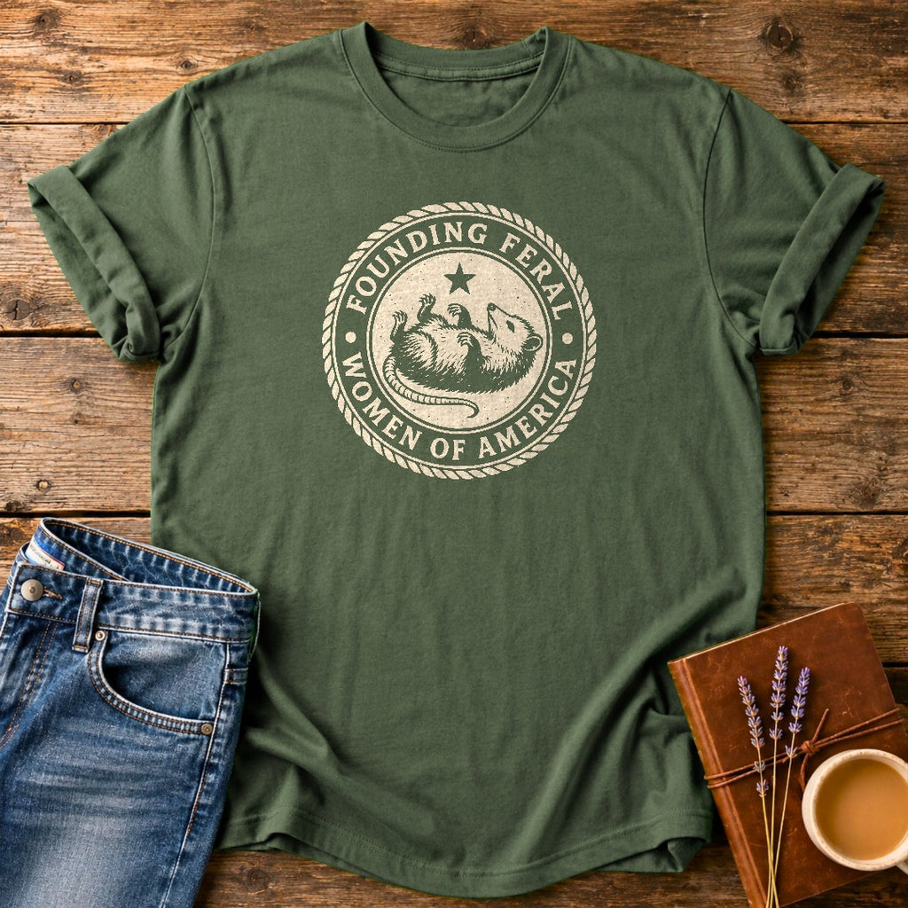 Founding Feral Women — Moss garment-dyed tee
