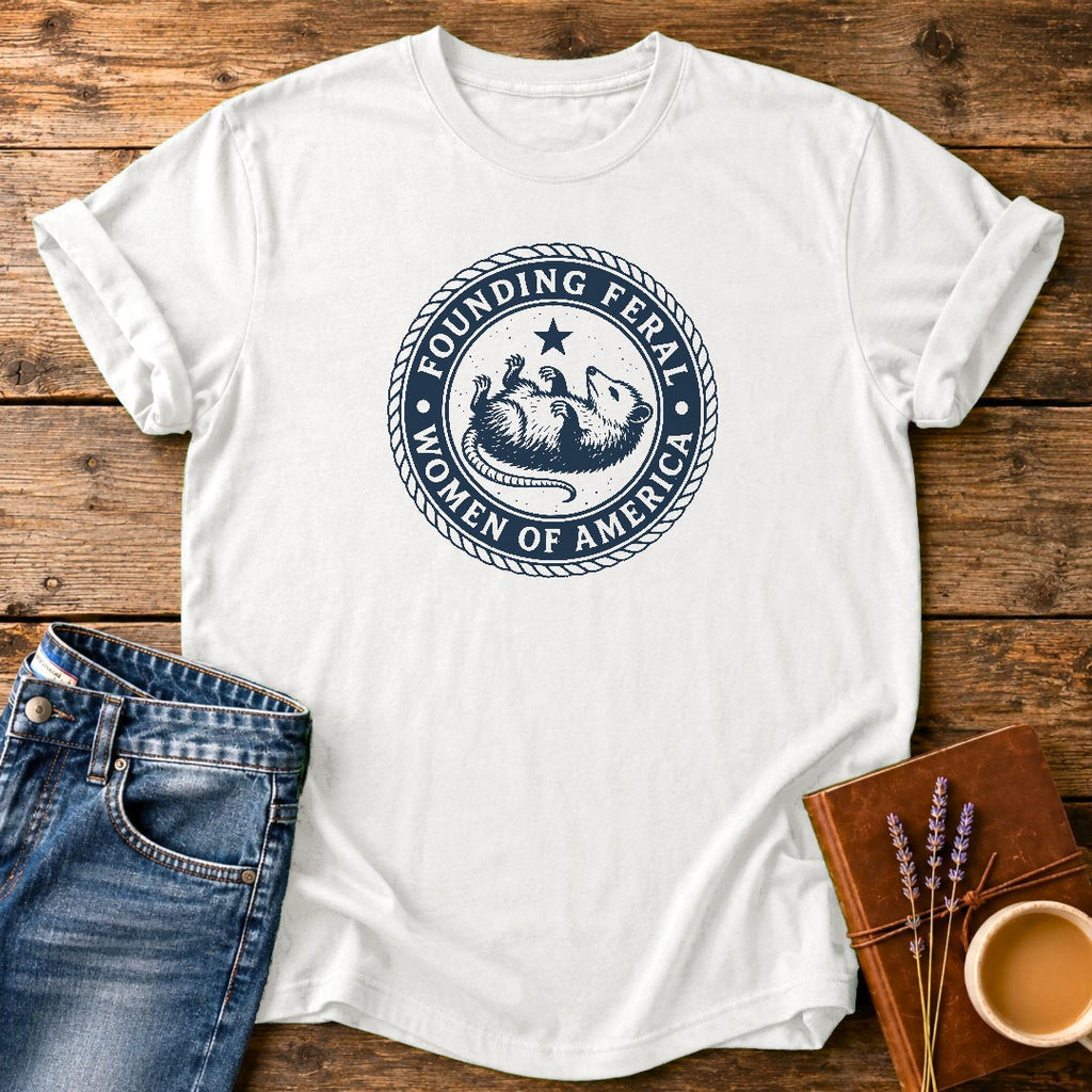 Founding Feral Women — White garment-dyed tee