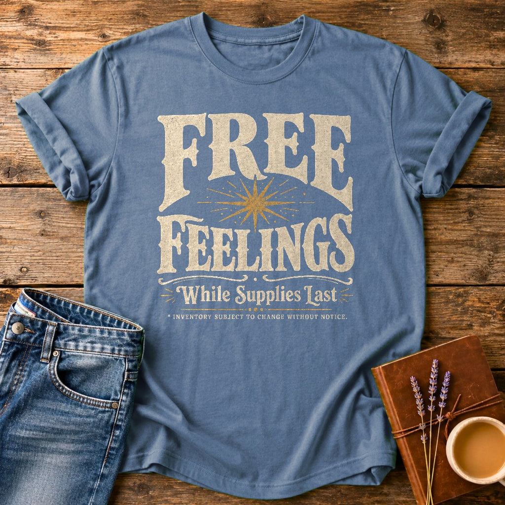 Free Feelings While Supplies Last — Blue Jean garment-dyed tee