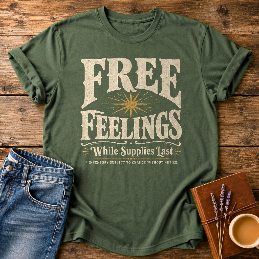Free Feelings While Supplies Last — Moss garment-dyed tee