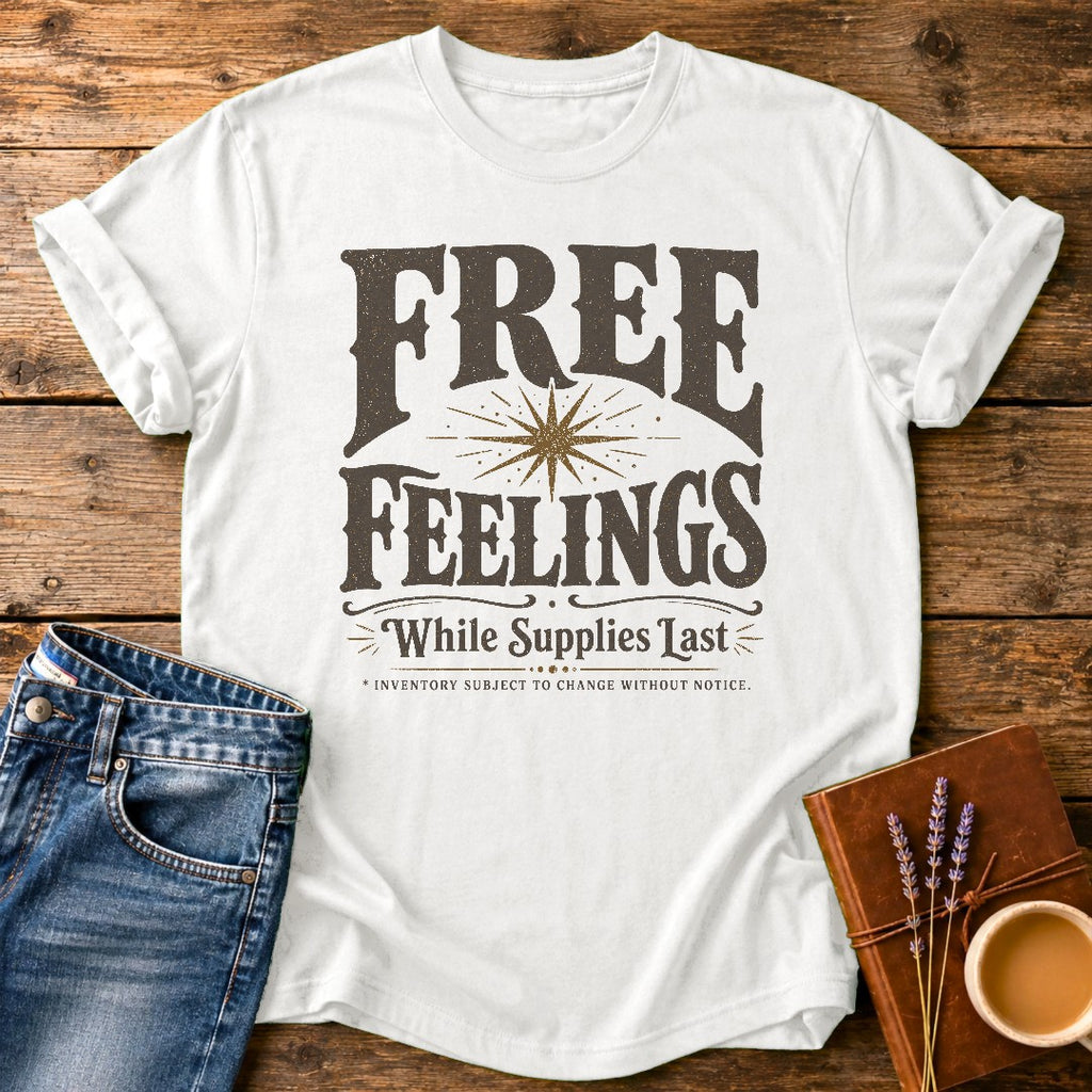 Free Feelings While Supplies Last — White garment-dyed tee