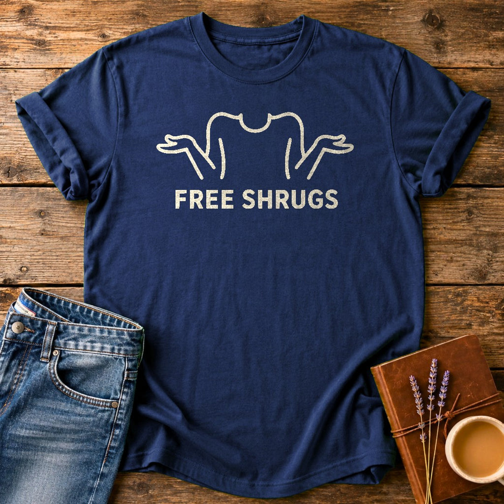 Free Shrugs — Navy garment-dyed tee