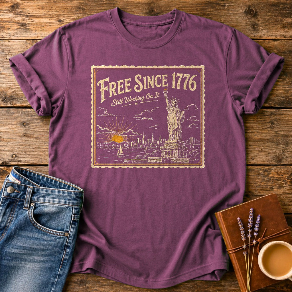 Free Since 1776 — Berry garment-dyed tee