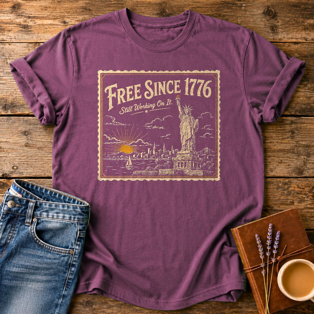 Free Since 1776 — Berry garment-dyed tee