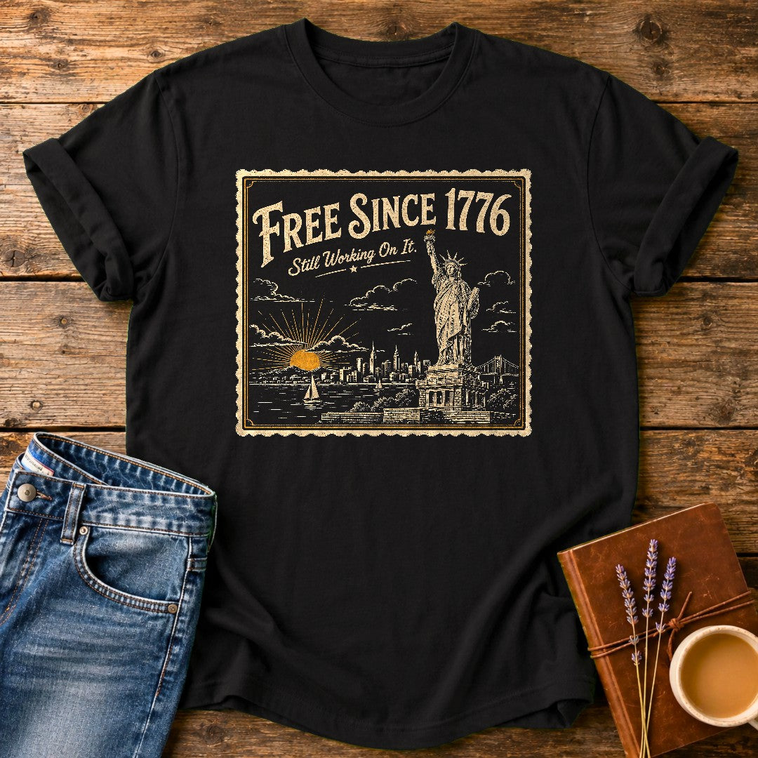 Free Since 1776 — Black garment-dyed tee