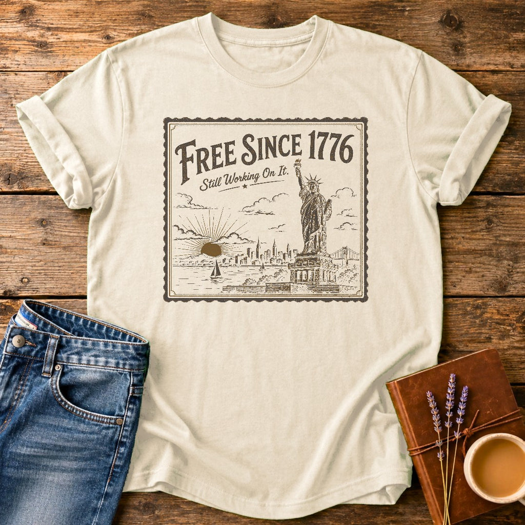 Free Since 1776 — Ivory garment-dyed tee