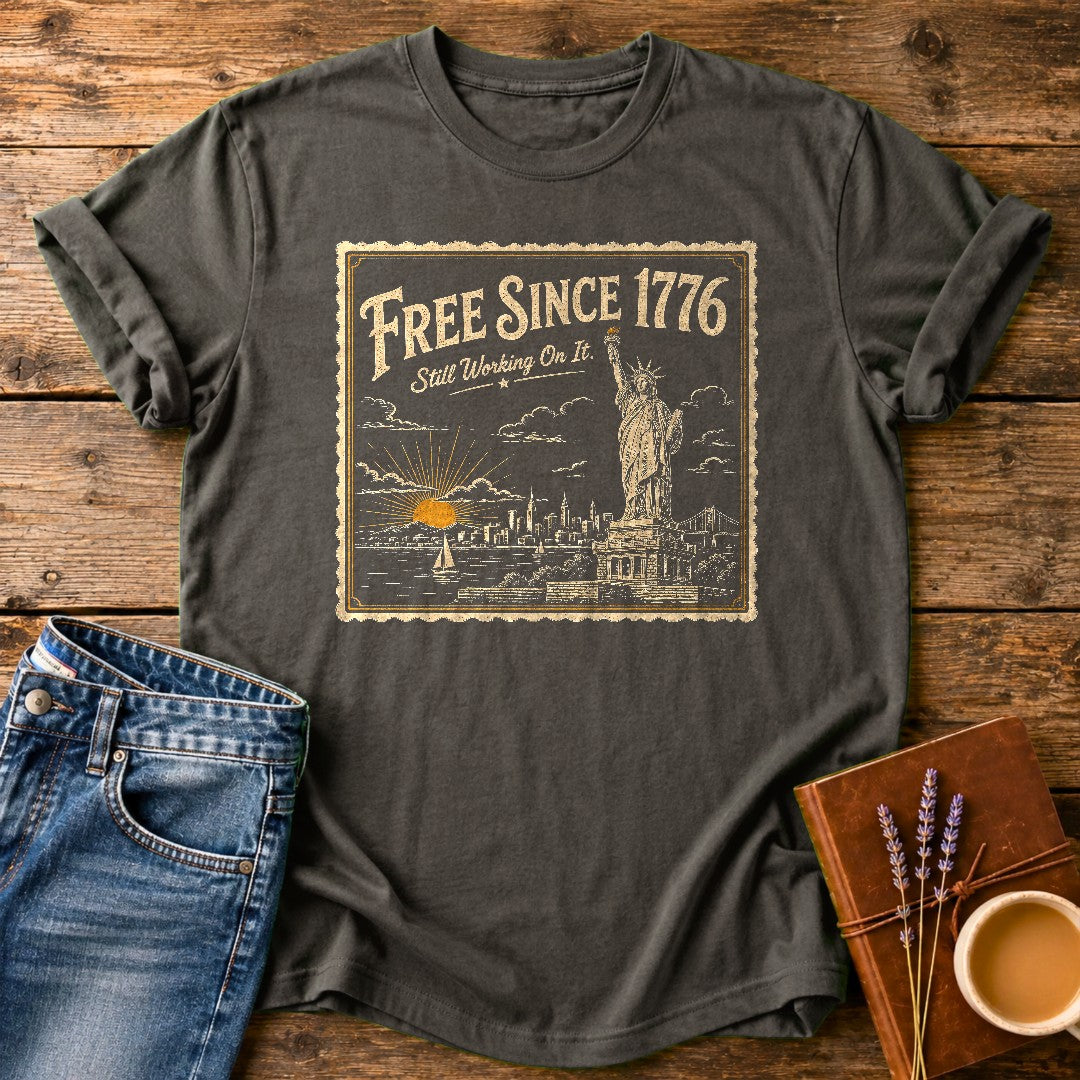 Free Since 1776 — Pepper garment-dyed tee