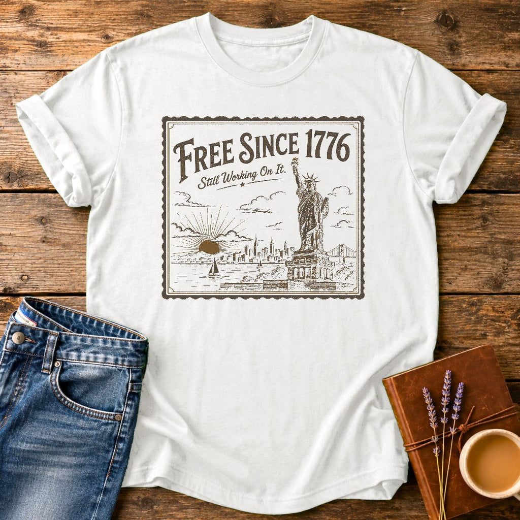 Free Since 1776 — White garment-dyed tee