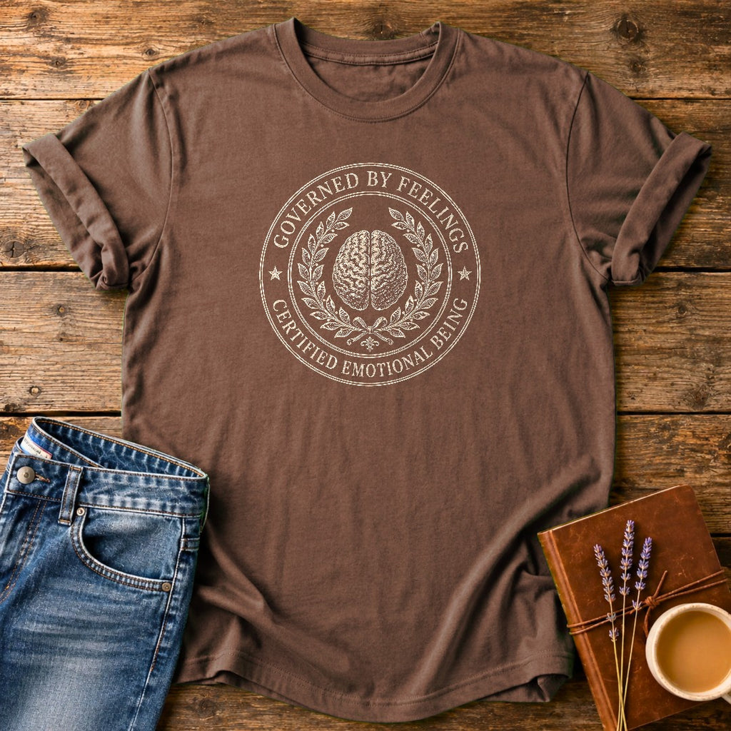 Governed By Feelings — Espresso garment-dyed tee
