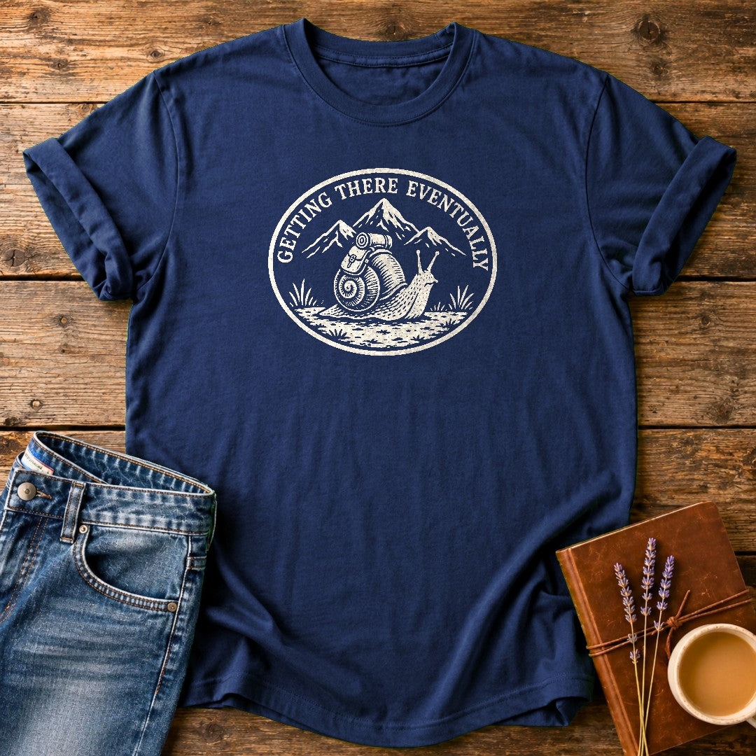 Getting There Eventually — Navy garment-dyed tee
