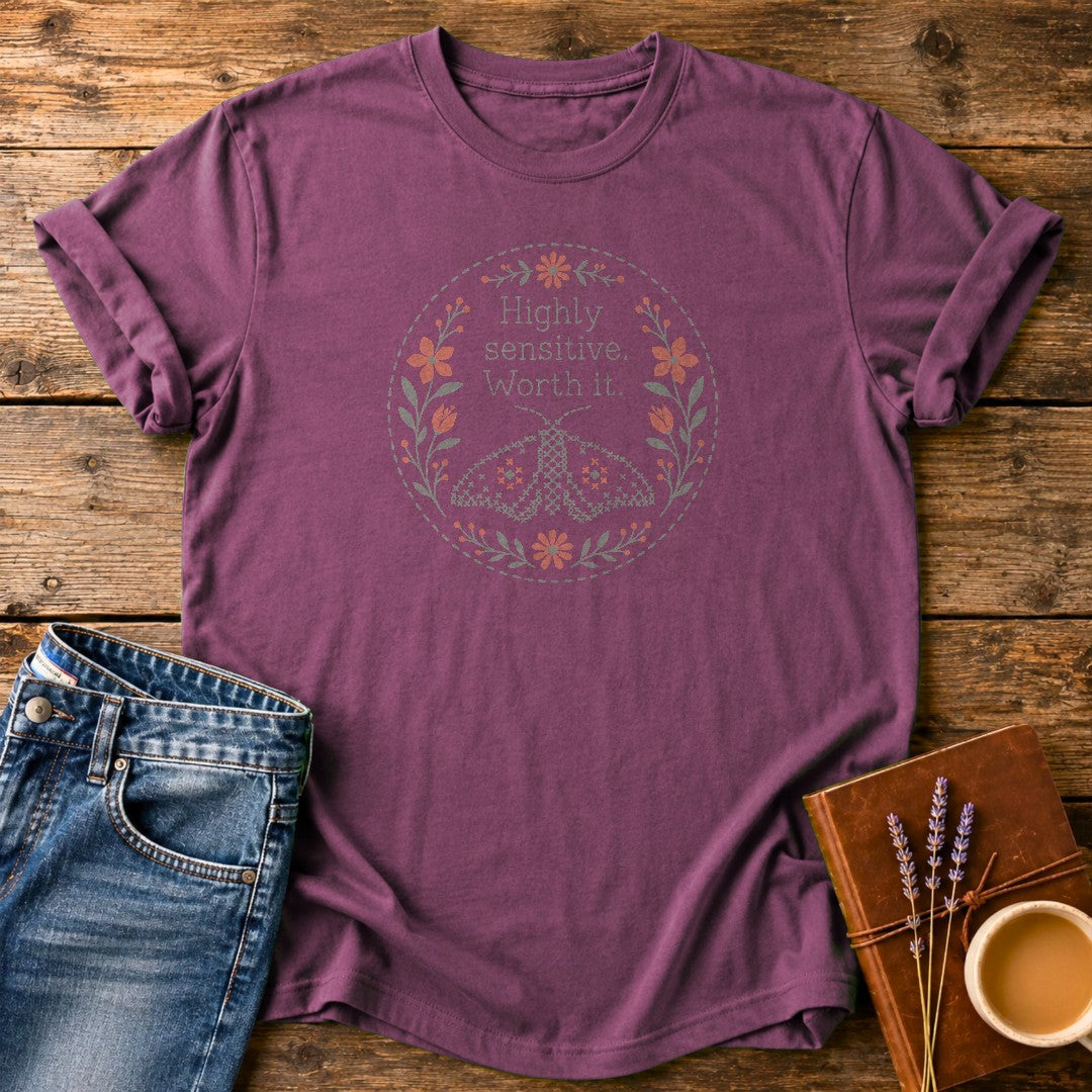 Highly Sensitive Worth It — Berry garment-dyed tee
