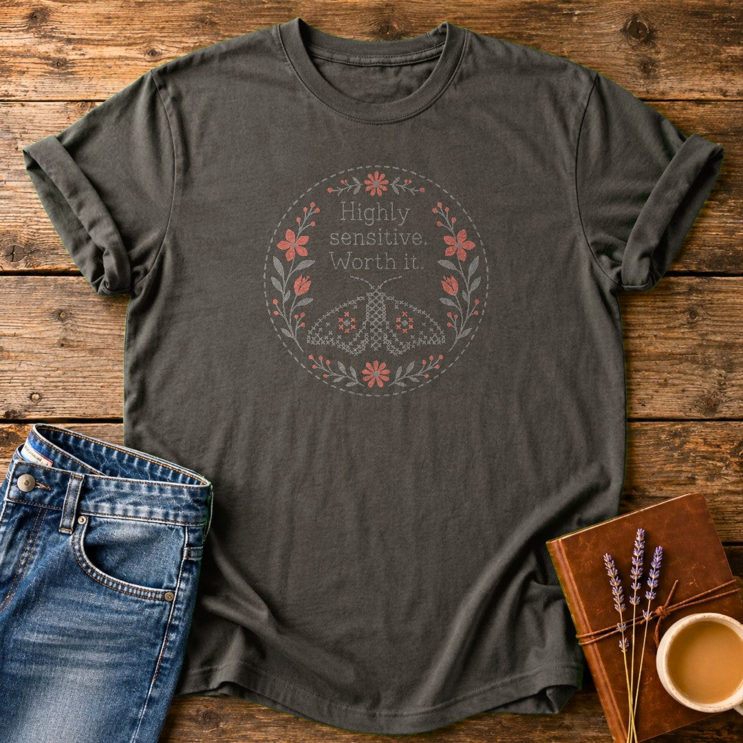 Highly Sensitive Worth It — Pepper garment-dyed tee