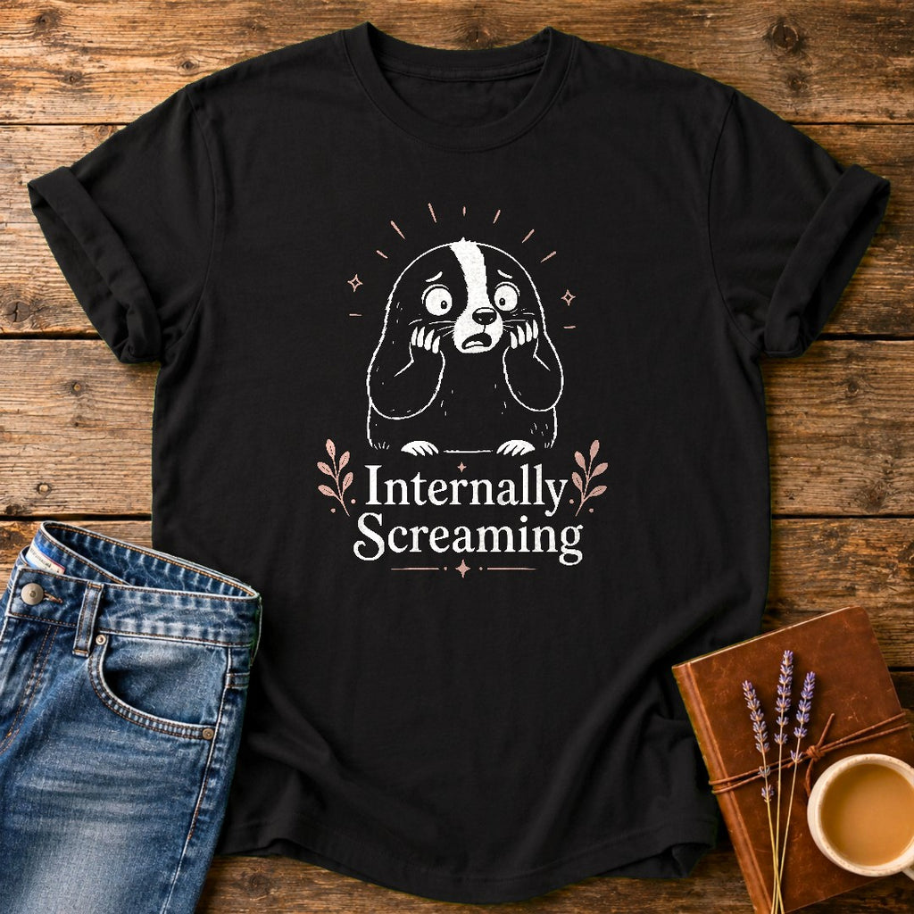 Internally Screaming — Black garment-dyed tee