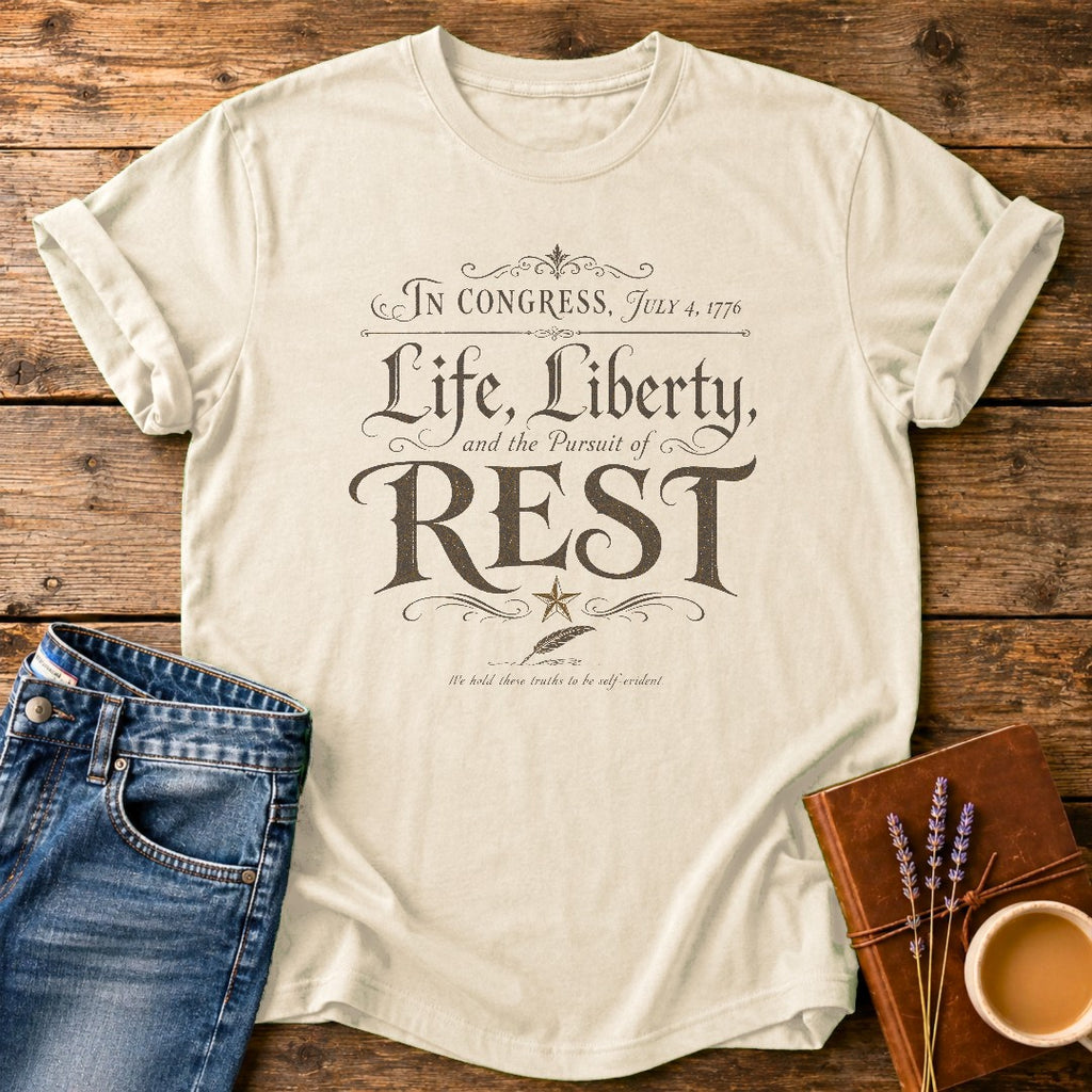 Life Liberty & The Pursuit of Rest — Ivory garment-dyed tee