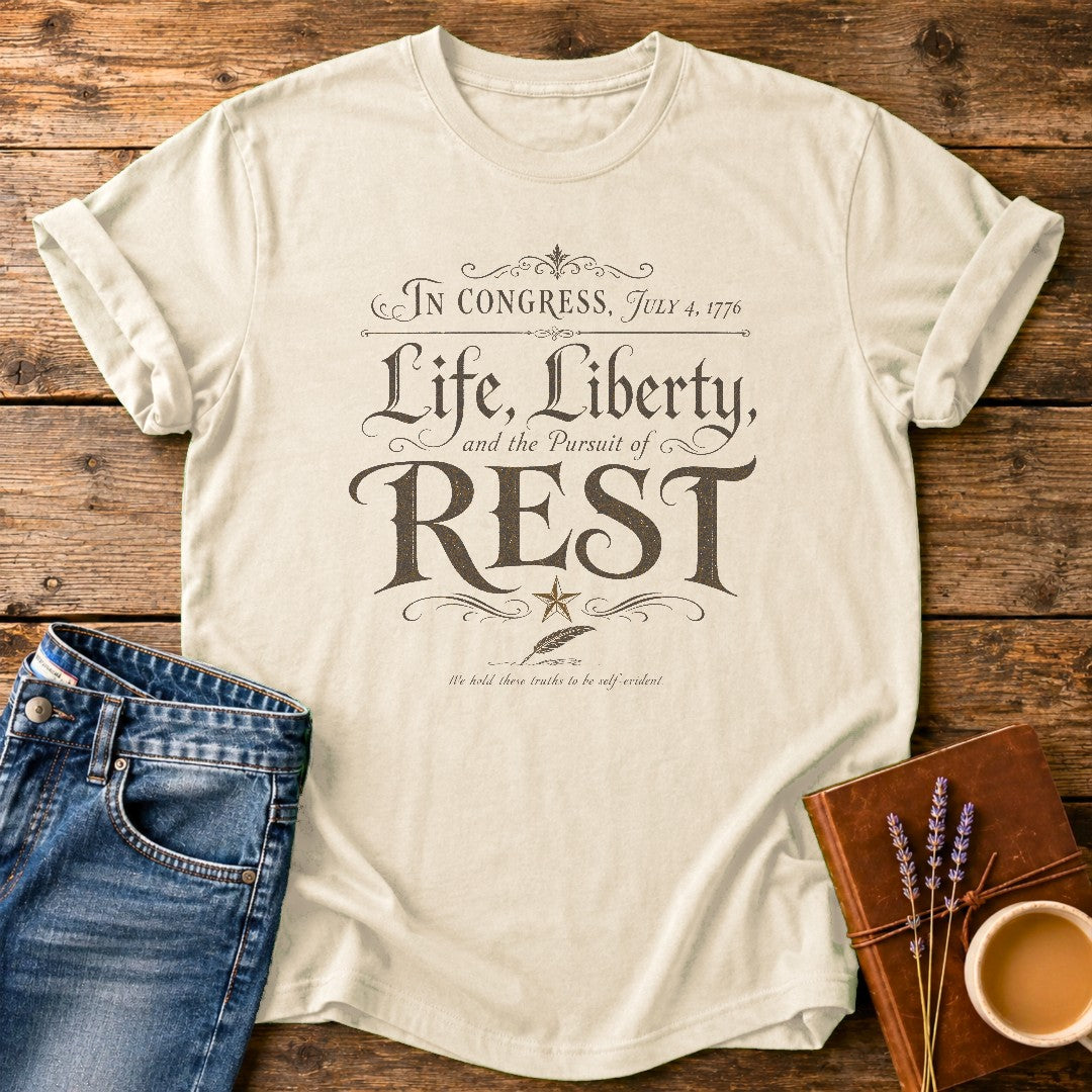 Life Liberty & The Pursuit of Rest — Ivory garment-dyed tee