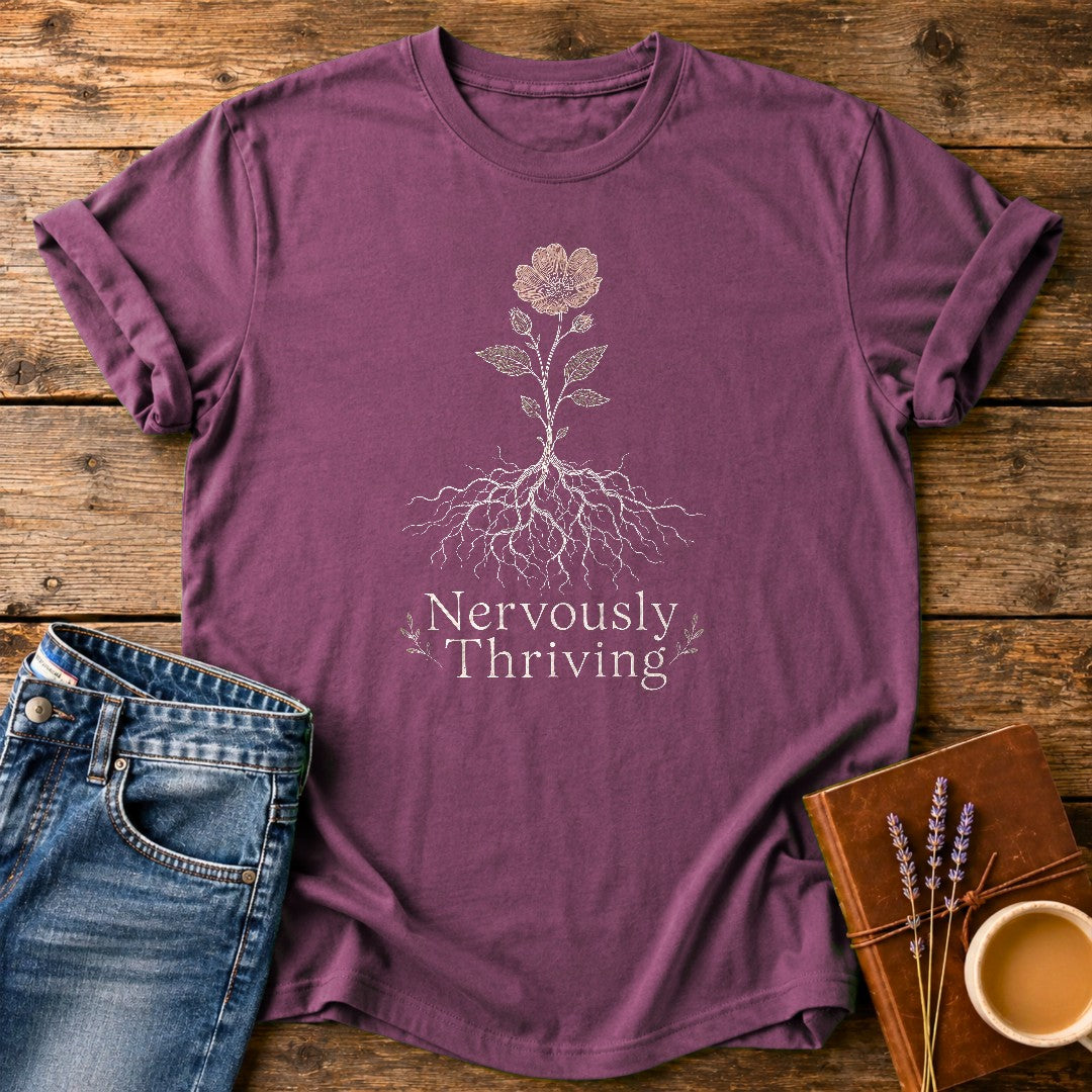 Nervously Thriving — Berry garment-dyed tee