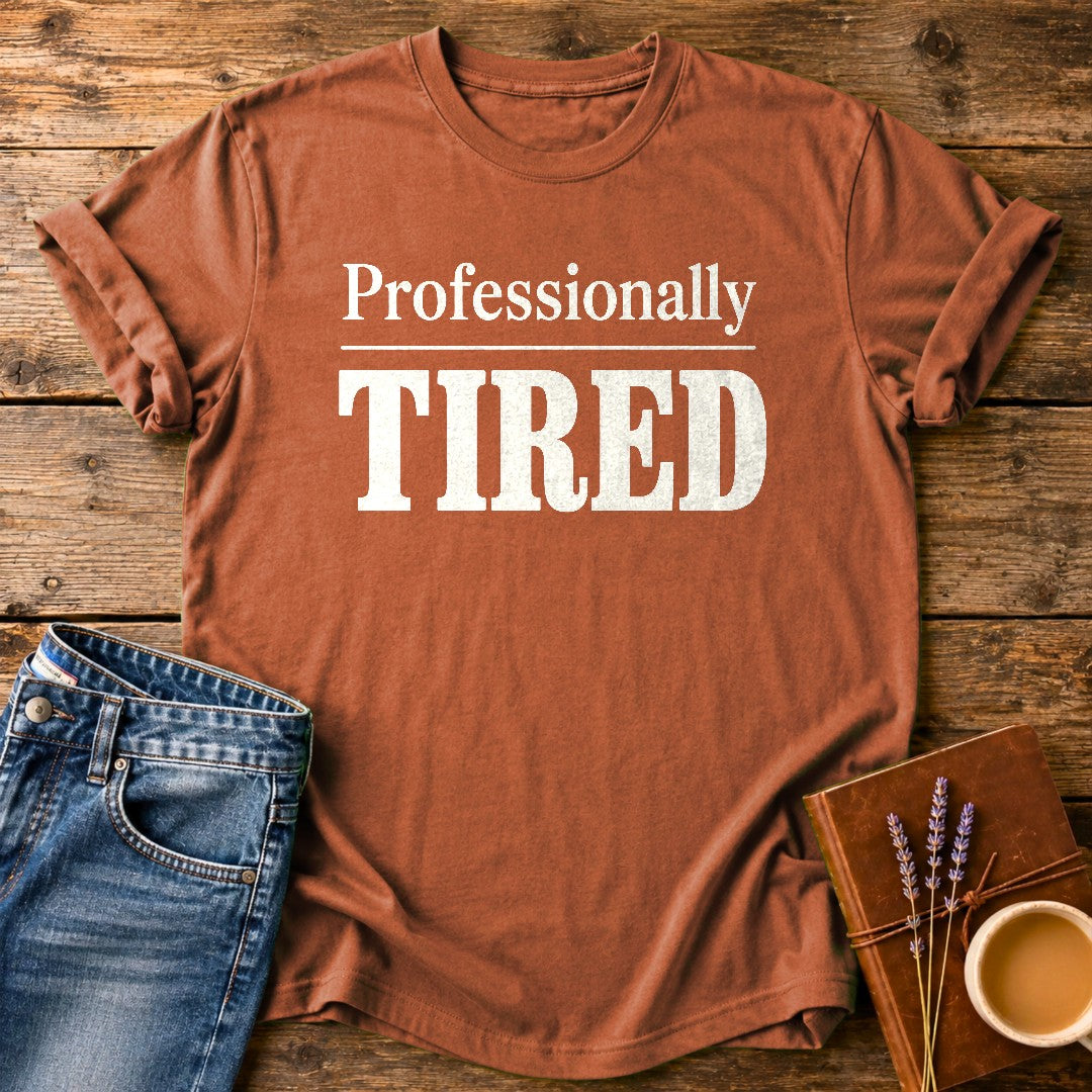 Professionally Tired — Yam garment-dyed tee