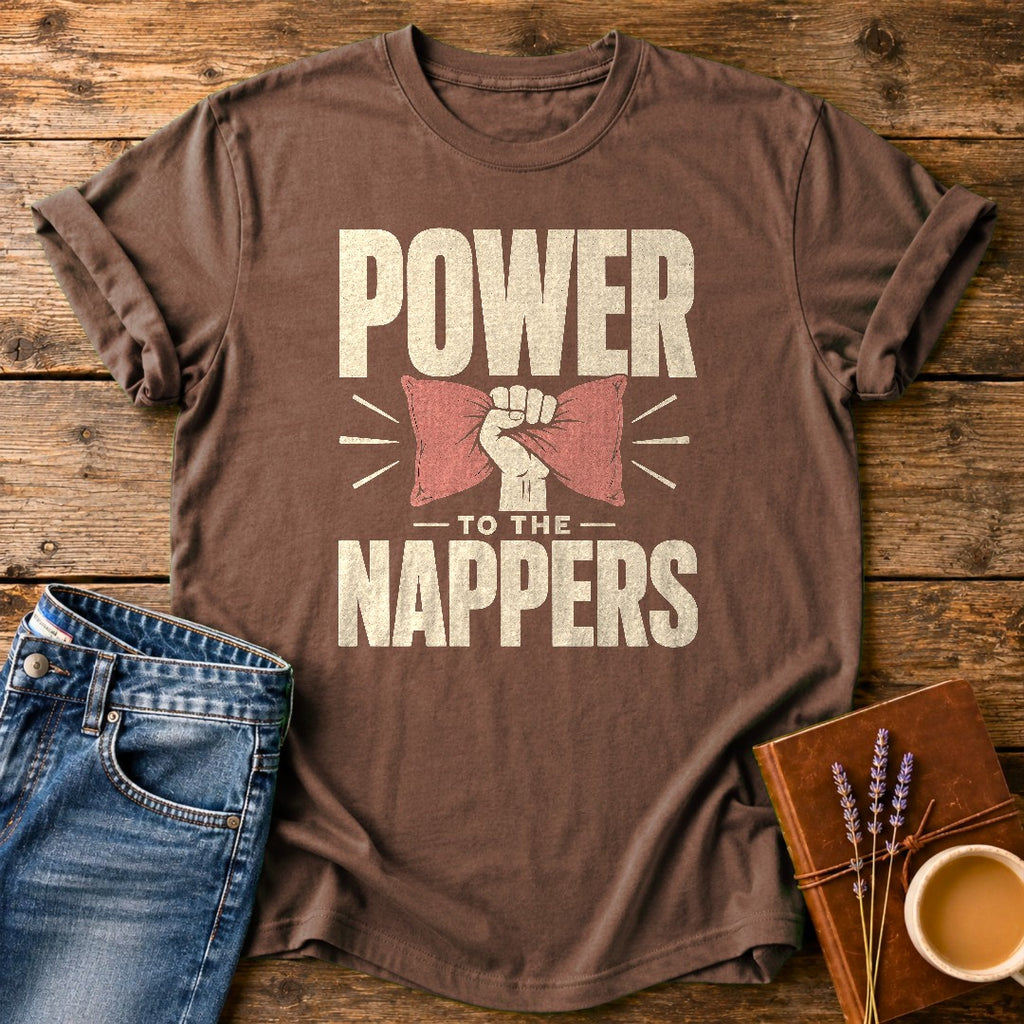 Power To The Nappers — Espresso garment-dyed tee