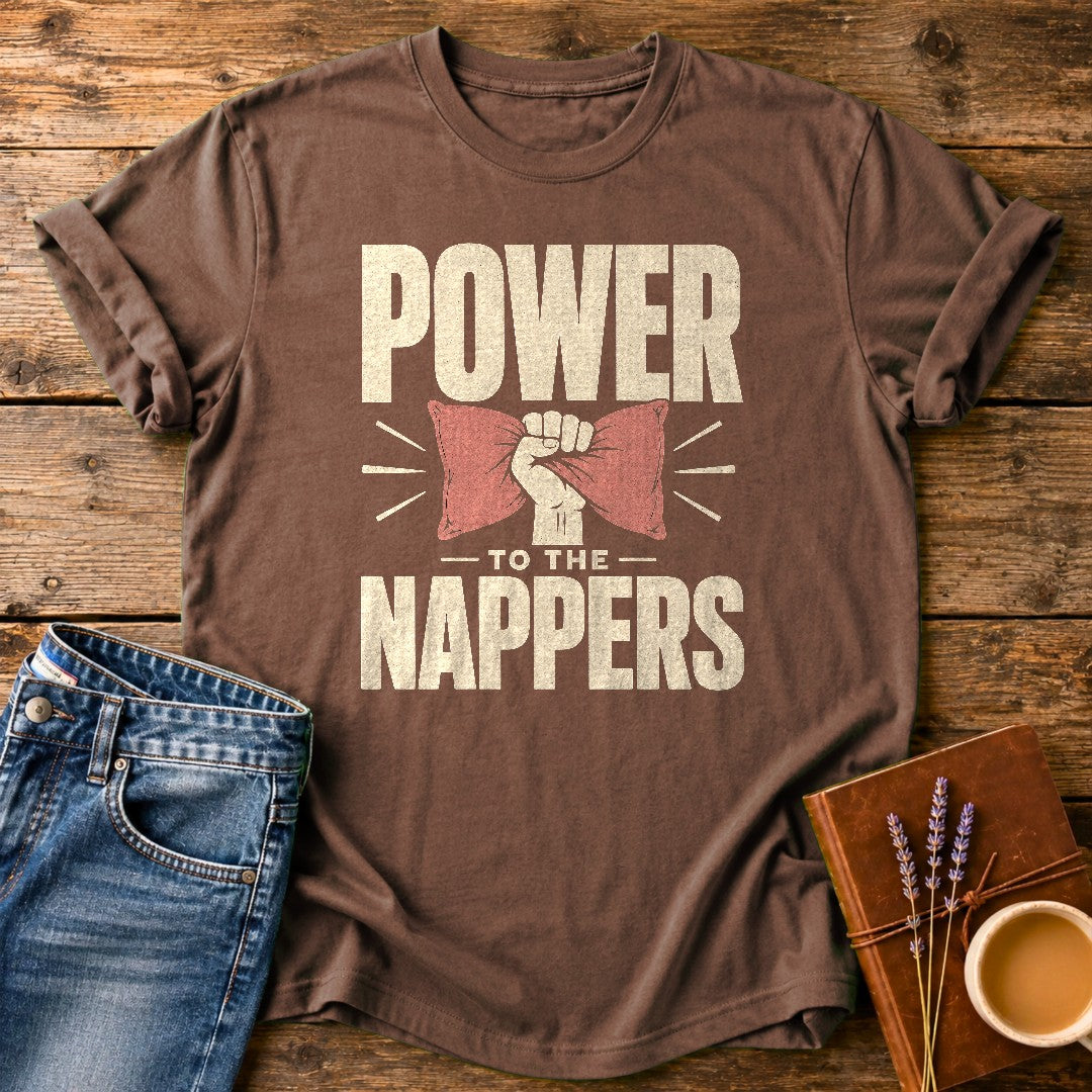 Power To The Nappers — Espresso garment-dyed tee