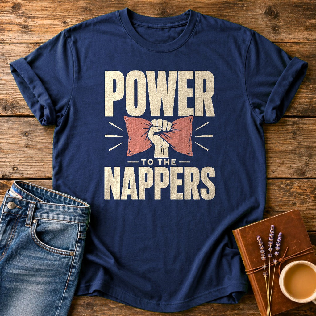 Power To The Nappers — Navy garment-dyed tee