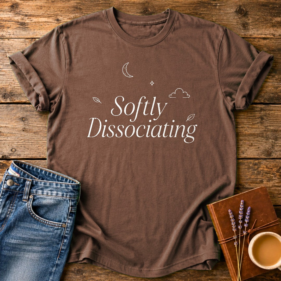 Softly Dissociating — Espresso garment-dyed tee